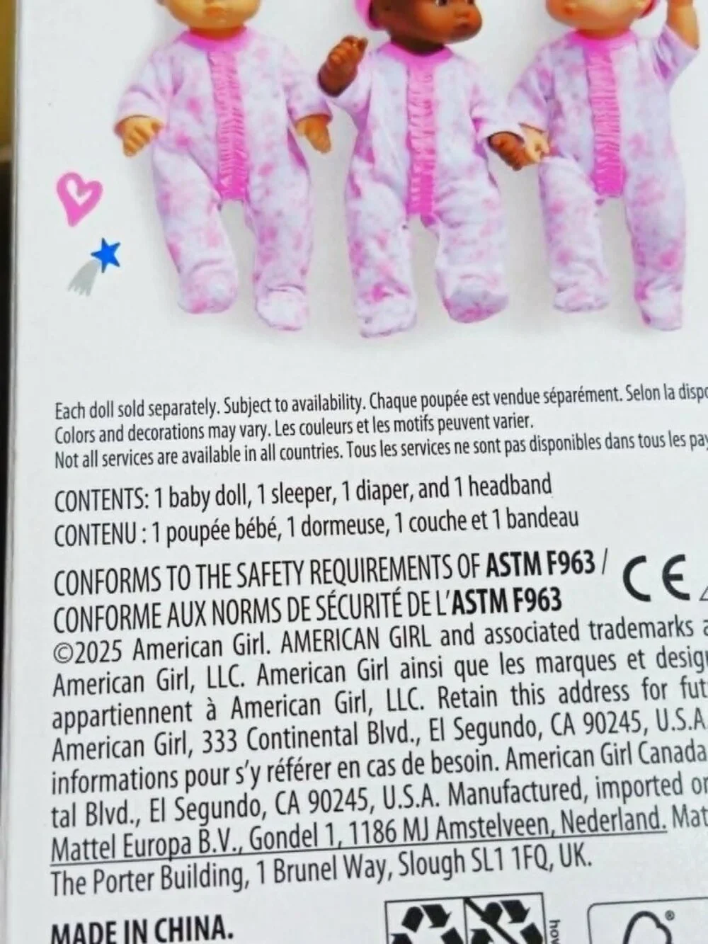American Girl Little Bitty Baby doll 7.75